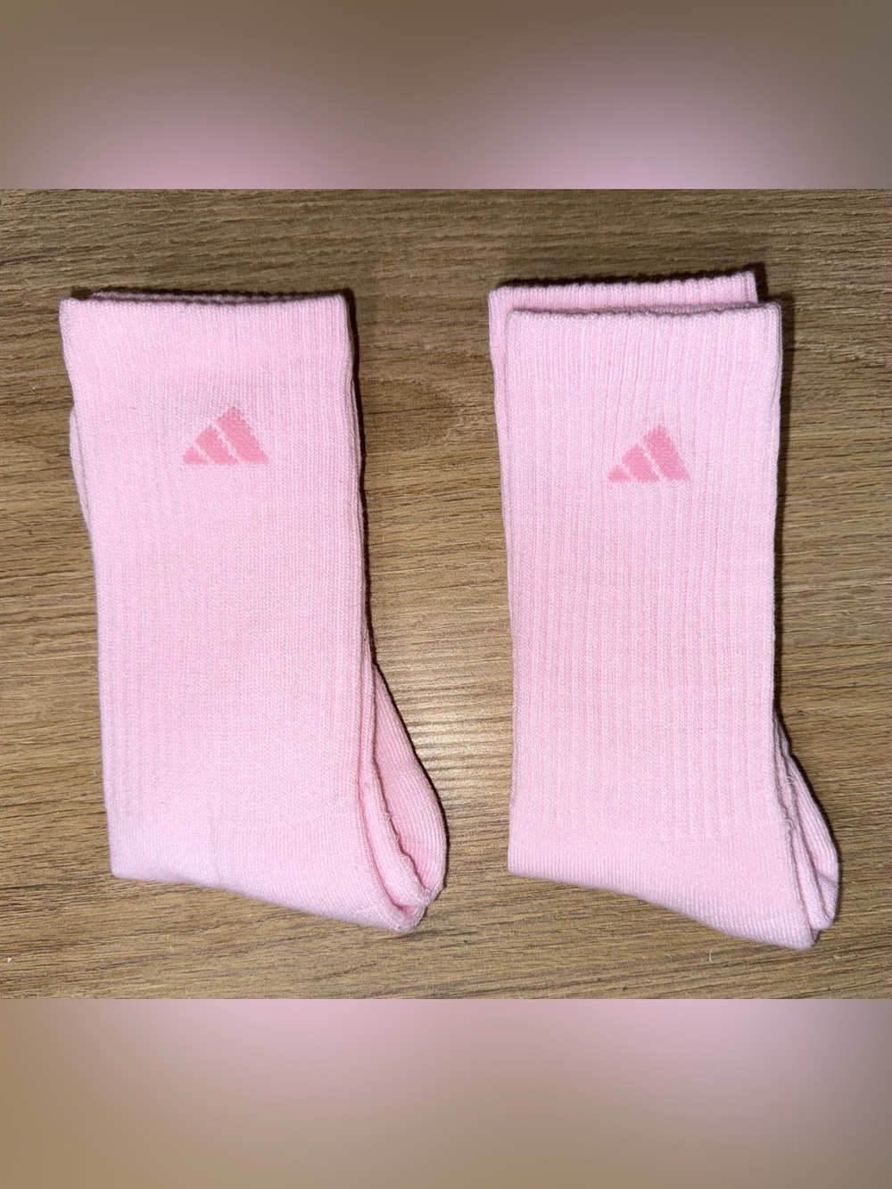 NEW ADIDAS Pink Crew Socks - Twin Pack. Size Large. - Picture 3 of 5